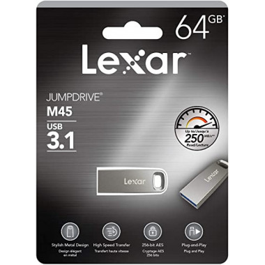 Clé 64Go USB 3.1 JumpDrive M45 - LJDM4564GABSL | Lexar 