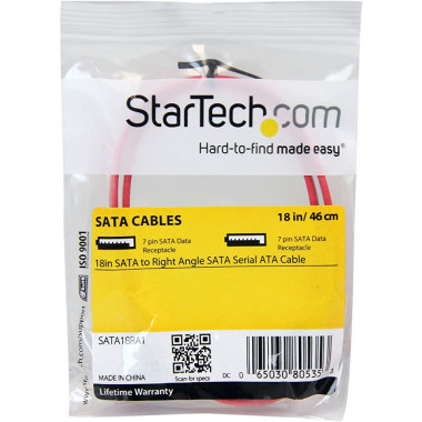 18in SATA to Right Angle SATA Cable - SATA18RA1 | StarTech 