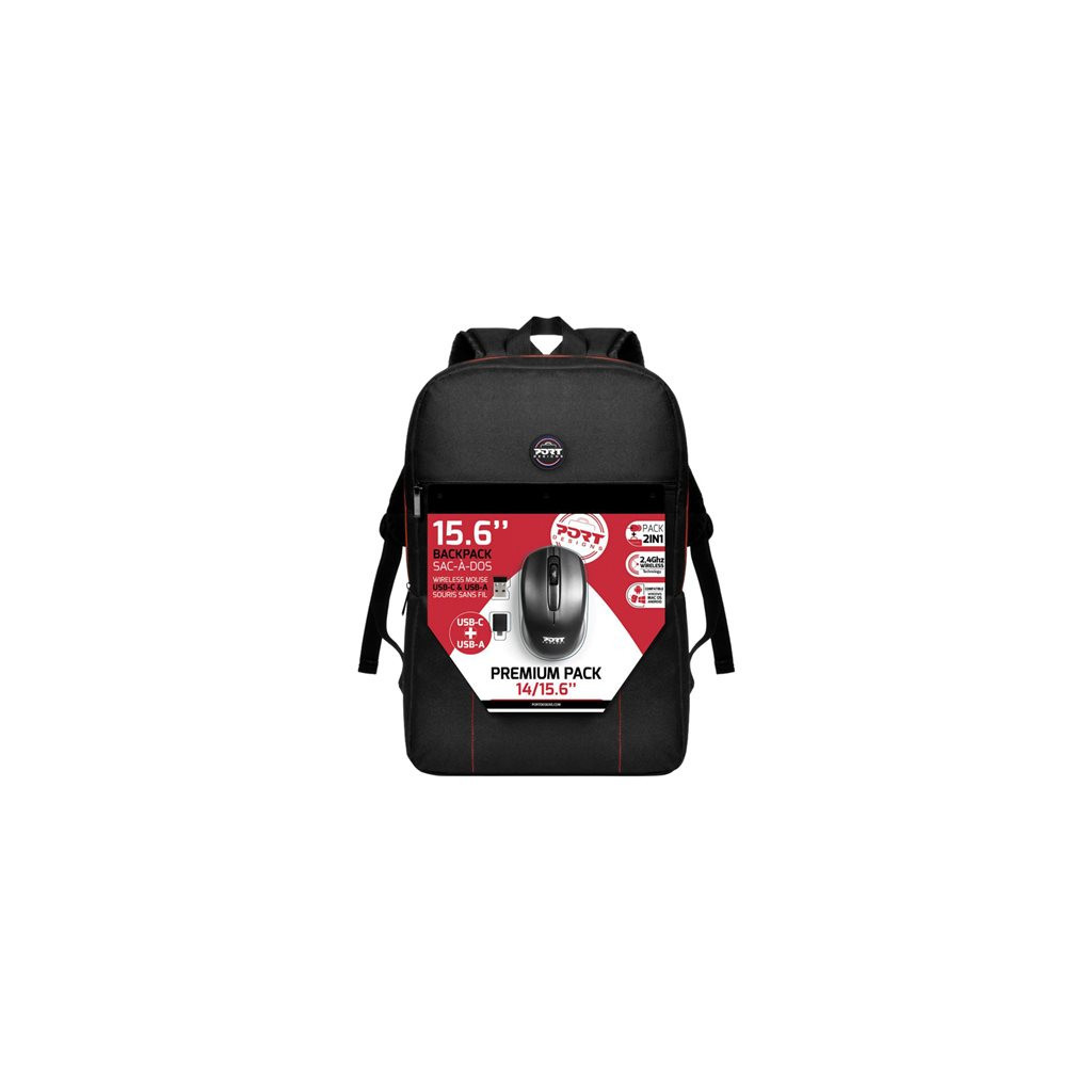 Premium sac à dos pour 15.6" + souris sans fil - 501901 | Port 