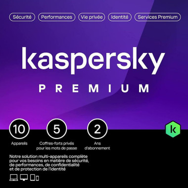 Antivirus Premium Boîte Mini - 2 Ans / 10 PC - KL1047F5KDSMini | Kaspersky 