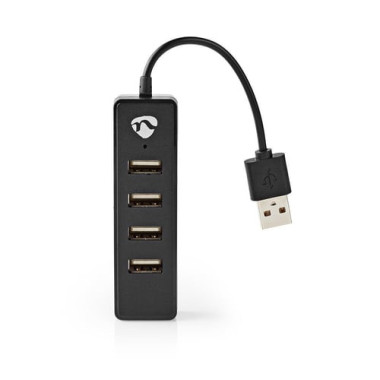 USB-A Mâle 2.0 - 4x USB A Female - 480 Mbit - s - UHUBU2420BK | Nedis 