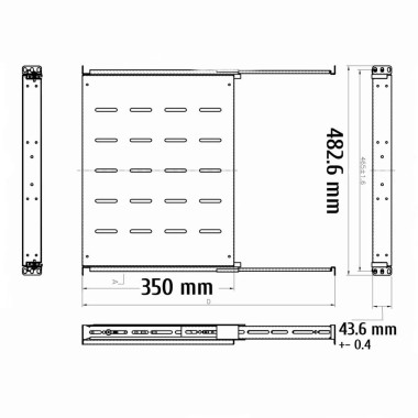 Etagère coulissante 19" 1U - Rack & Baie - 1100190 | Kimex International 