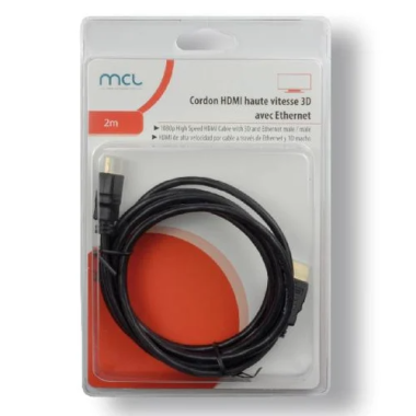Câble HDMI Highspeed avec Ethernet Male - Male - 2m - MC385EZ2M | MCL Samar 
