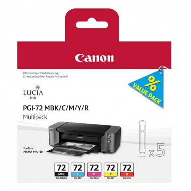 Pack Cartouches PGI-72 MBK/C/M/Y/R - 6402B009  | Canon 
